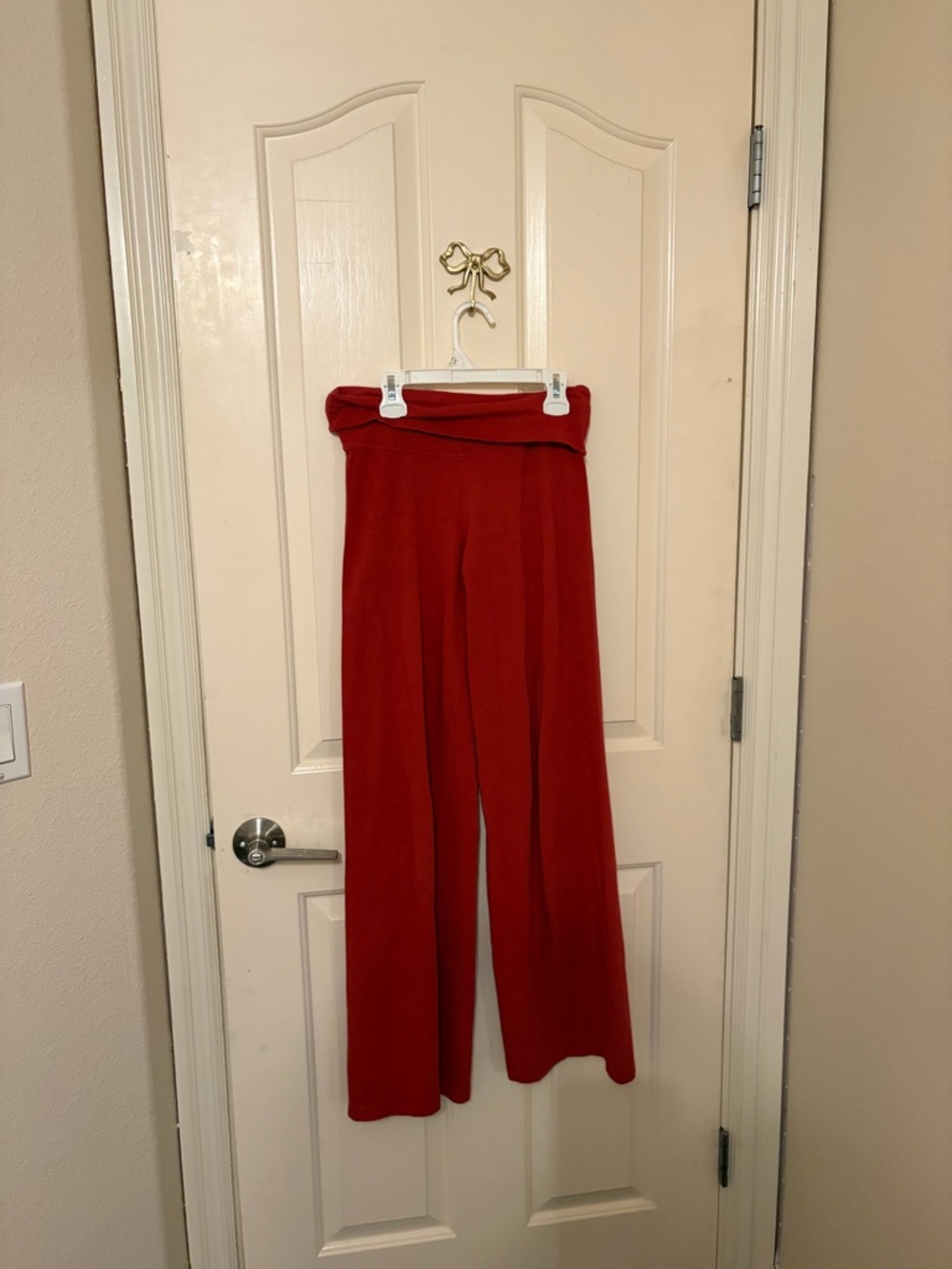 Brandy Melville Wide-Leg Foldover Waist Pants - Red